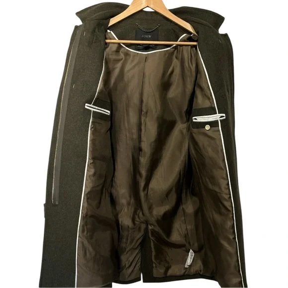 Crew Melton Wool Toggle Duffle Coat Designer Italy Olive Army